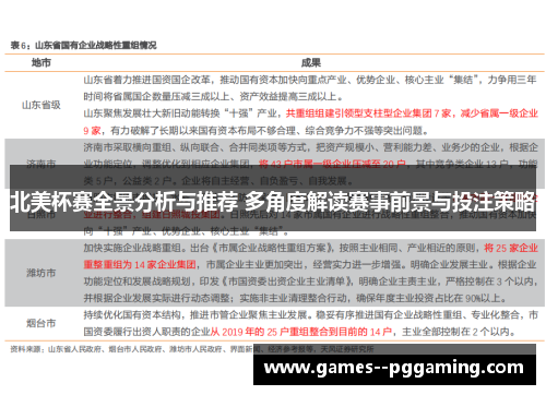北美杯赛全景分析与推荐 多角度解读赛事前景与投注策略